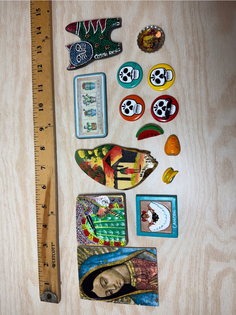 Lot of 14 Latin American souvenir Folk Art magnets for Hispanic heritage month